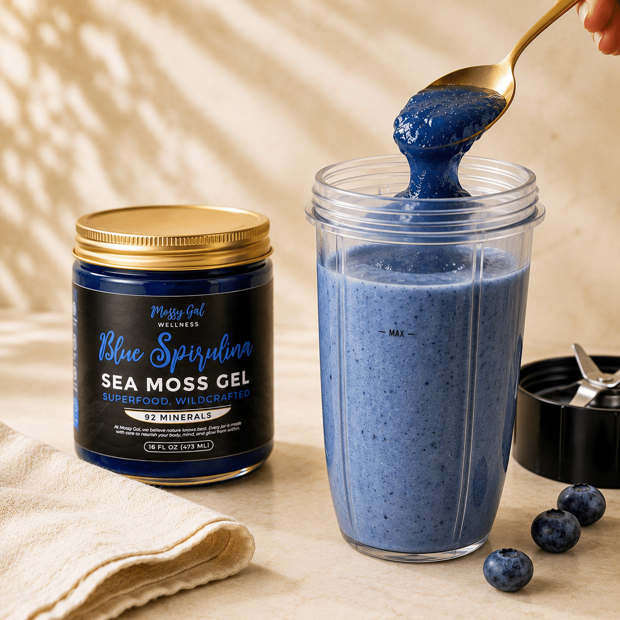 Mossy Gal Blue Spirulina Sea Moss Gel | Ocean Blend