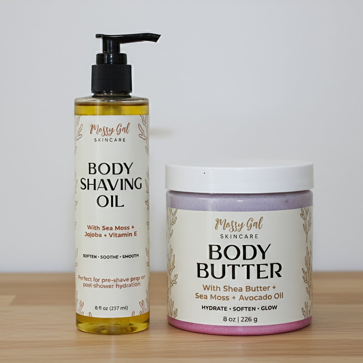 Mossy Gal body care kit featuring hydrating sea moss skincare products