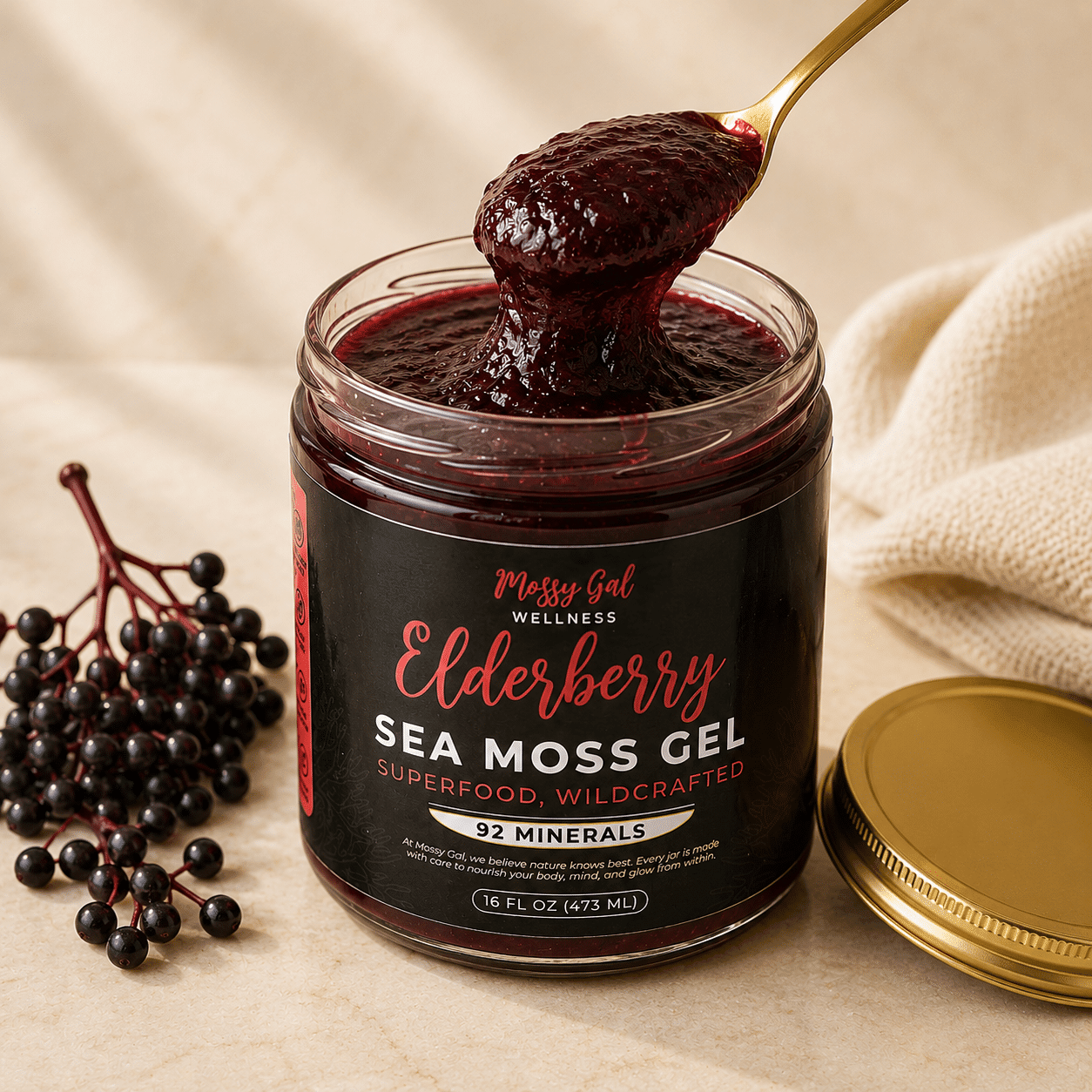 Mossy Gal Elderberry Sea Moss Gel | Immunity & Wellness Blend