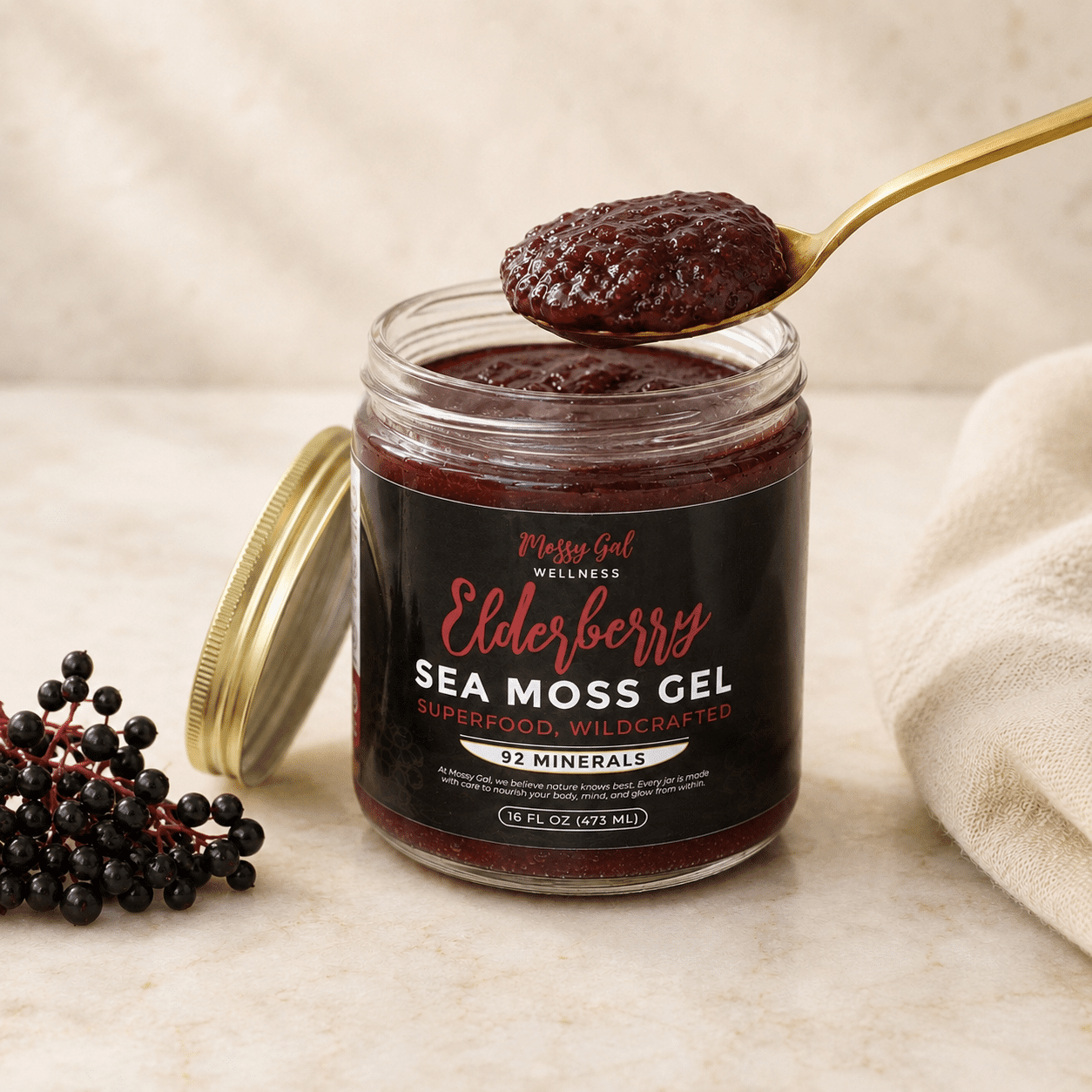 Mossy Gal Elderberry Sea Moss Gel | Immunity & Wellness Blend