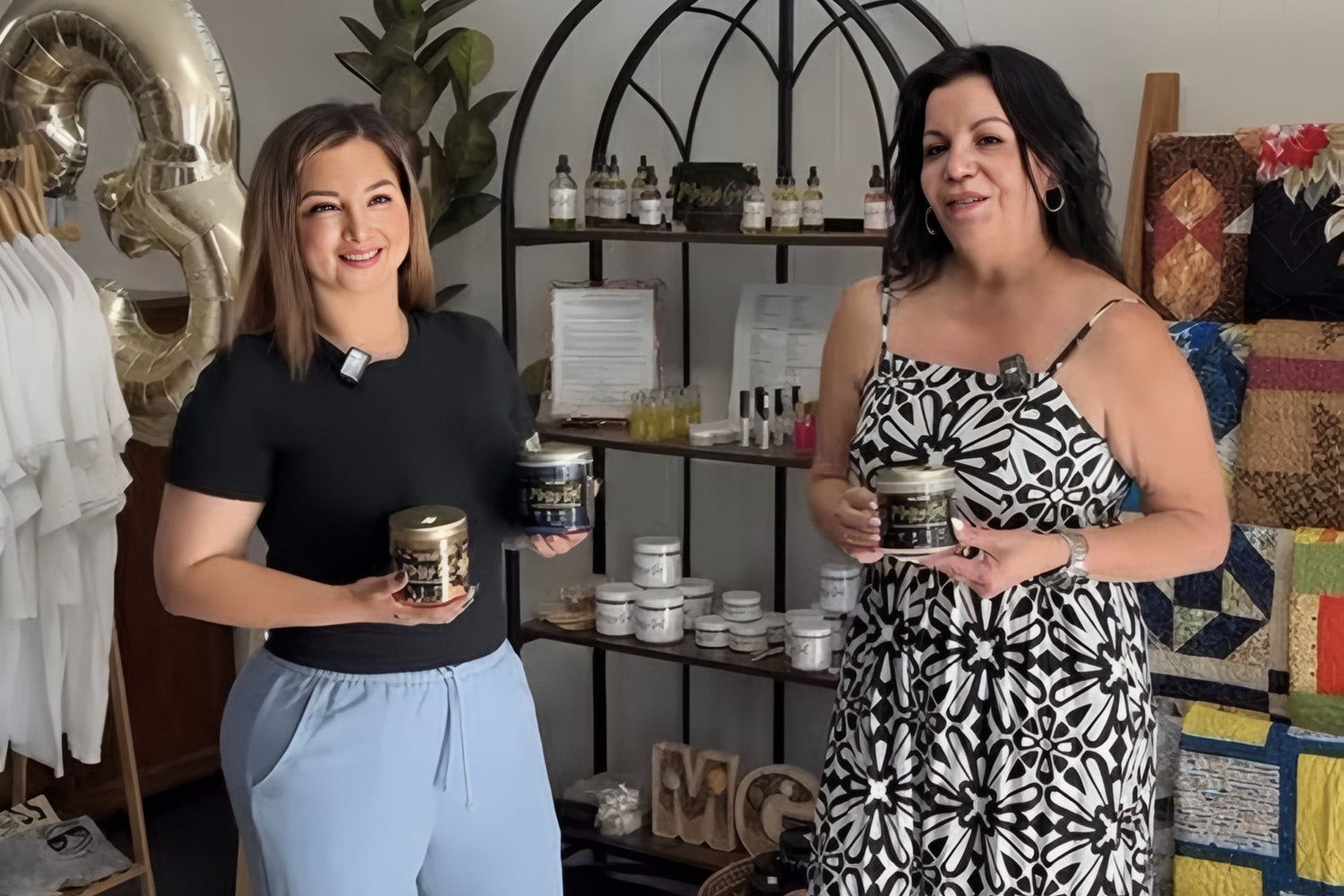 Group photo of Mossy Gal founder with team and family members.