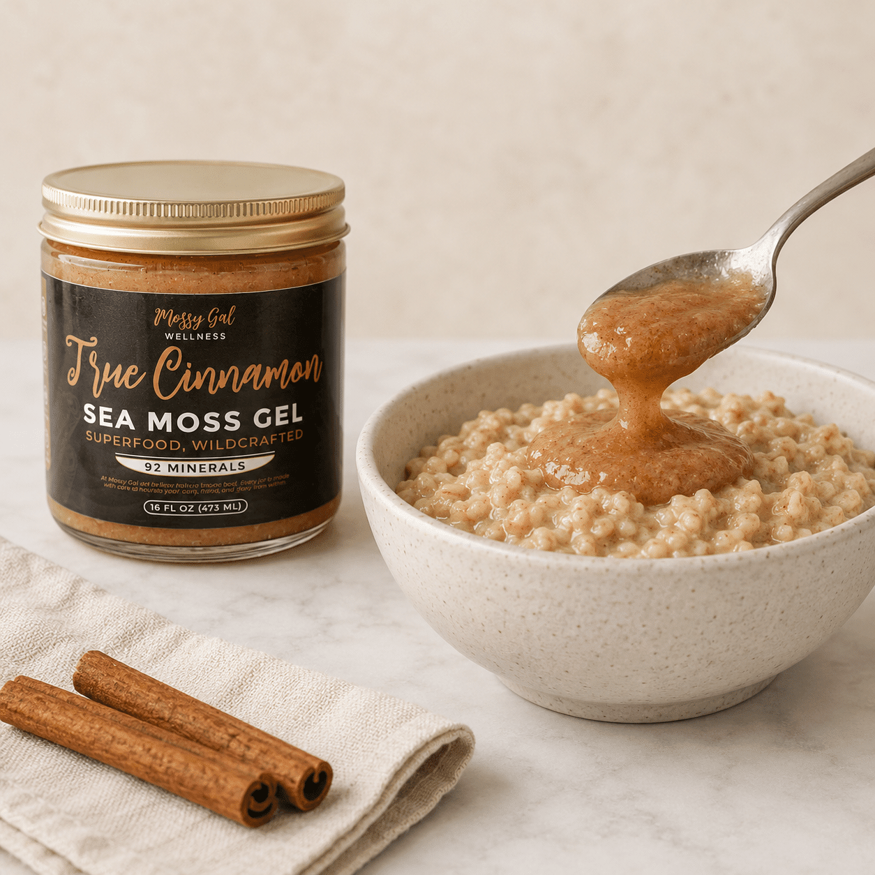 Mossy Gal True Cinnamon Sea Moss Gel | Warming Wellness Blend