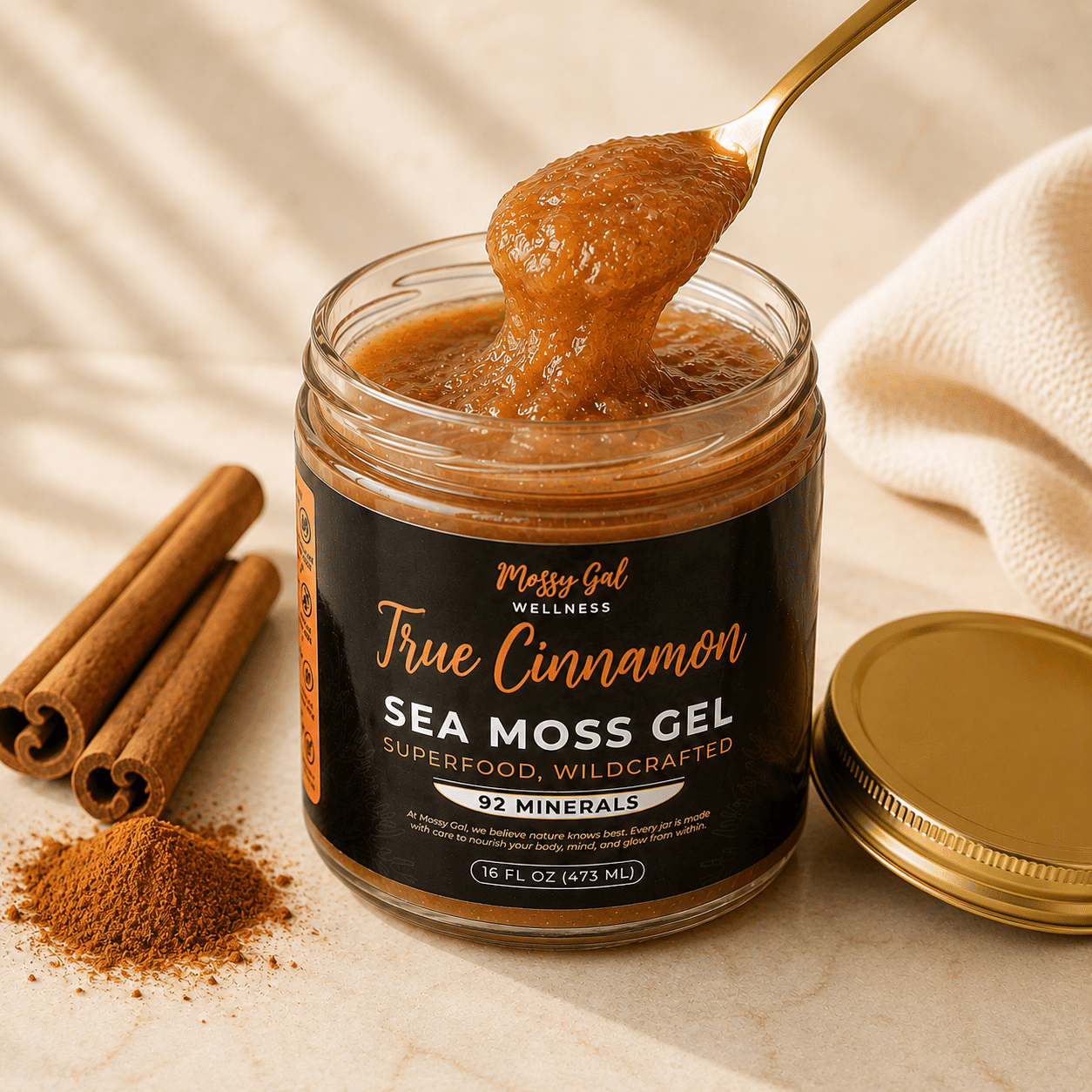 Mossy Gal True Cinnamon Sea Moss Gel | Warming Wellness Blend