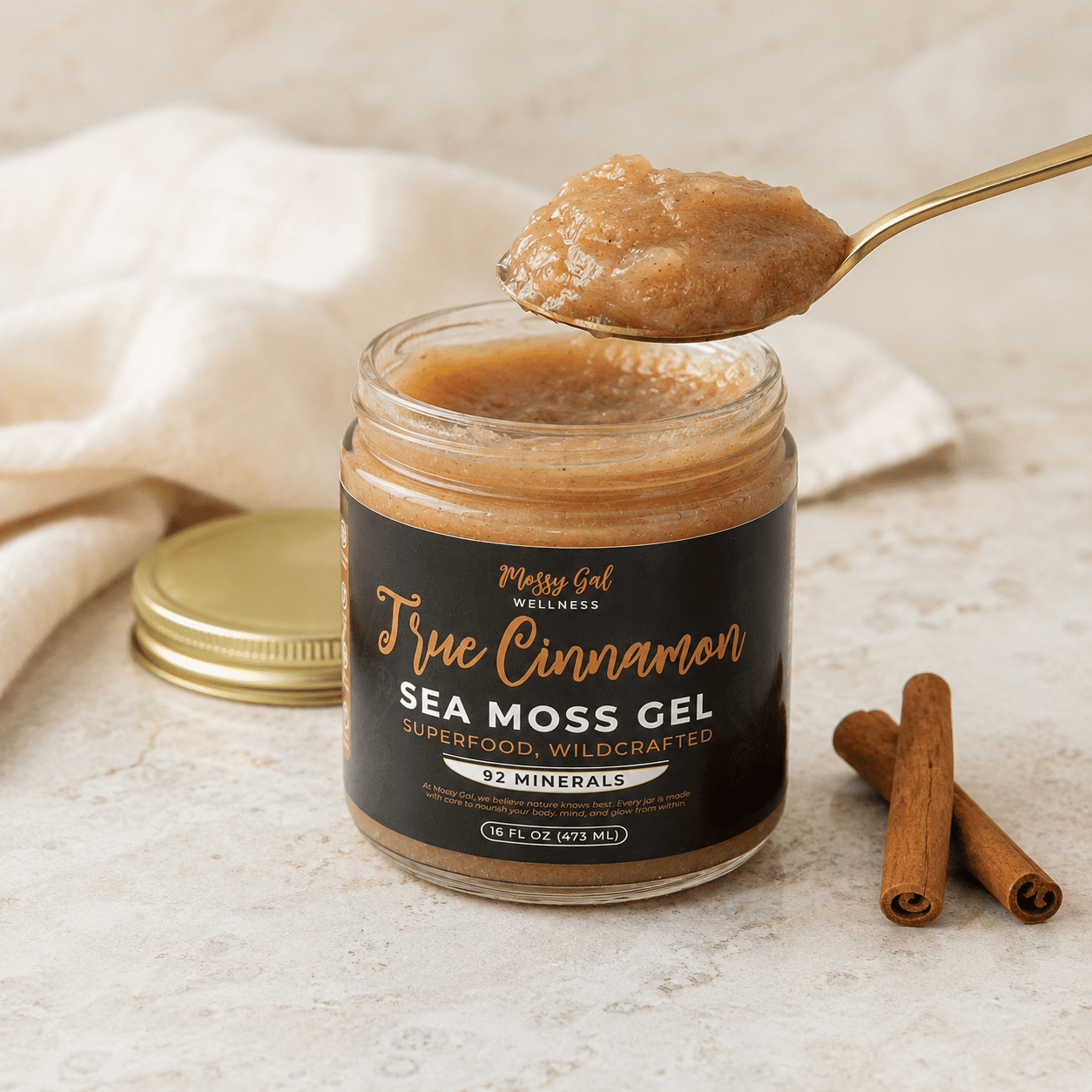 Mossy Gal True Cinnamon Sea Moss Gel | Warming Wellness Blend